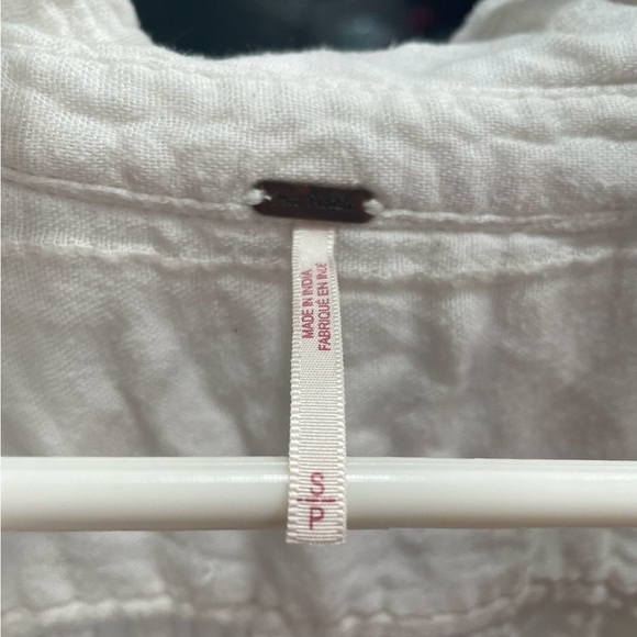 Free People Button Up White Shirt Dress - Picture 2 of 3
